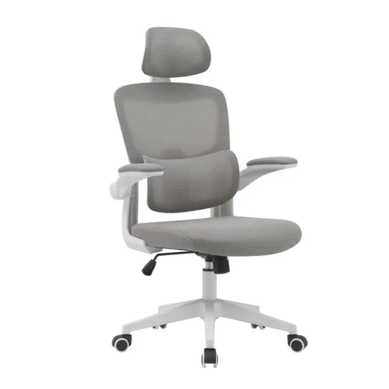 Silla de oficina ergonómica Aron con refuerzo lumbar, reposacabezas y brazos abatibles negra S-OFI-AROA-GR