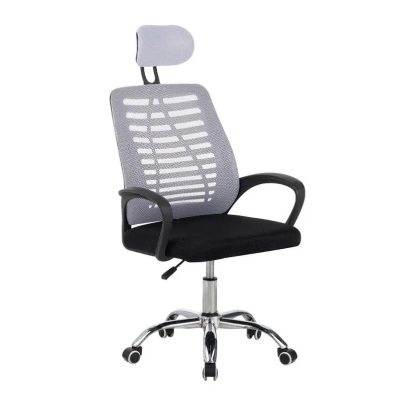 Silla de Oficina Kontor Regulable en Altura Reclinable con Reposabrazos y 5 Ruedas Negra/Gris MS2_0041-BL