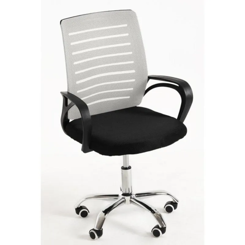 Silla de oficina Visi respaldo fijo curvado tela negro o gris altura ajustable ruedas MS2_0040-BL