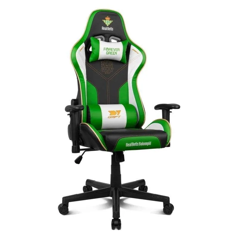 Silla Gaming Drift DR90 Betis Edition, Reposabrazos 2D, Polipiel Premium, Estructura Metálica, Negro/Verde/Blanco 8436587974687