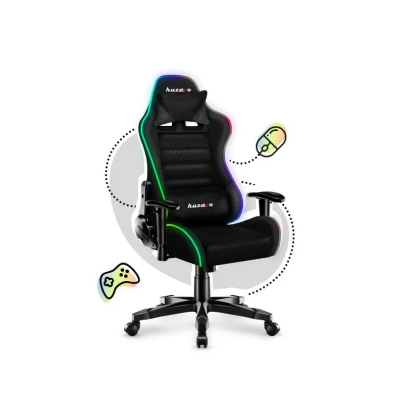 Silla gaming Huzaro Ranger 6.0 RGB ergonómica negra soporte 130 kg LED HZ-RANGER 6.0 RGB MESH