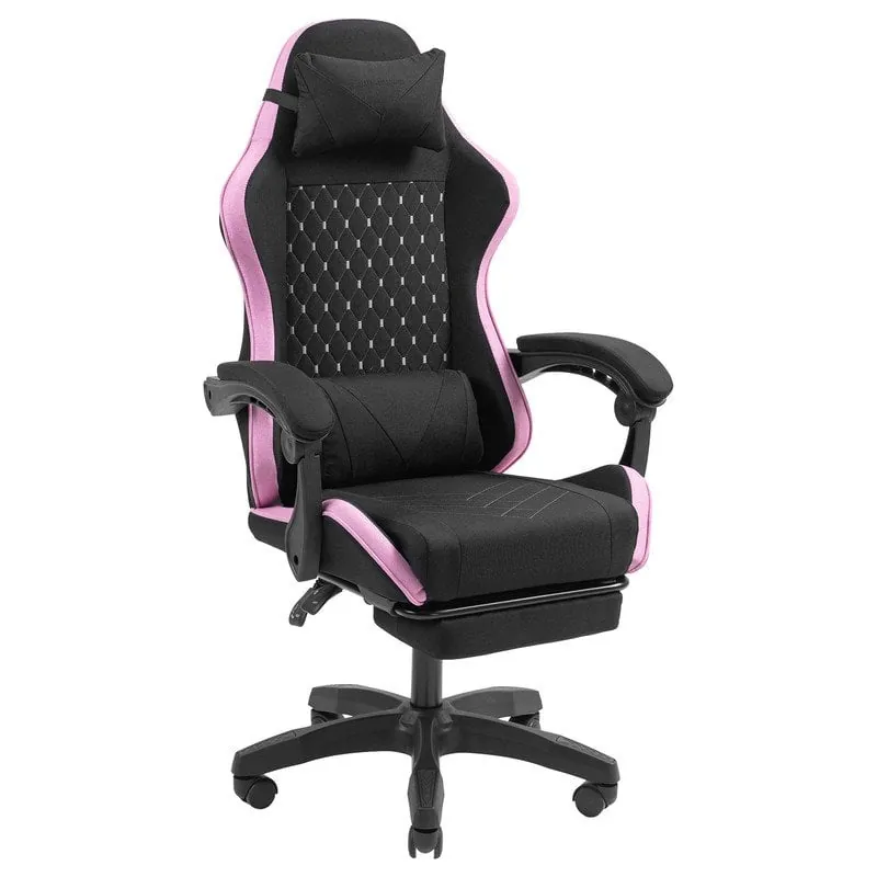 Silla gaming Mars Gaming MGC-X Fabric Racing, respaldo reclinable, reposapiés y soporte lumbar MGCXFGRPK