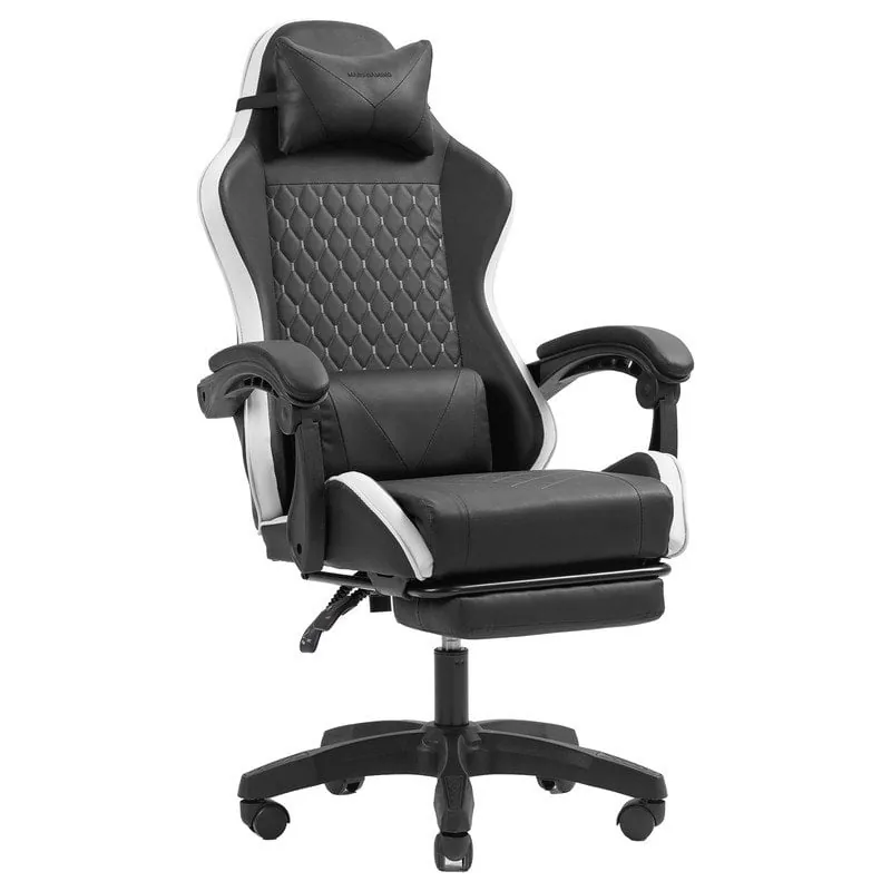 Silla Gaming Mars Gaming MGC-X Racing polipiel reposapiés soporte lumbar 120Kg MGCXBW