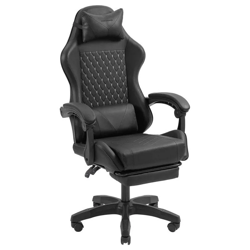Silla Gaming Mars Gaming MGC-X respaldo reclinable reposapiés soporte lumbar 120kg MGCXBK