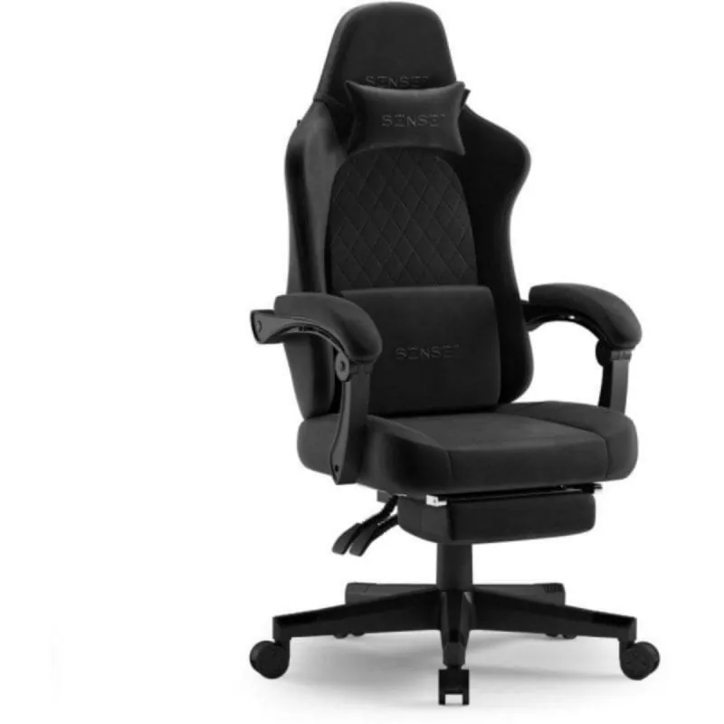 Silla Sense7 Devon Negra, reclinación 90-135°, piel ecológica HDE™ o Alcantara, soporte lumbar y reposapiés extensible 14778601