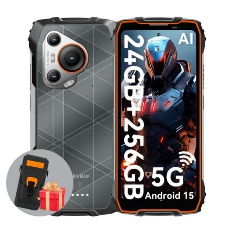 Smartphone Blackview BL7000 5G 8GB 256GB Pantalla 6.78" 2.4K Cámara Nocturna 50MP Rugerizado Naranja BL7000(8+256)-ORANGE+C01