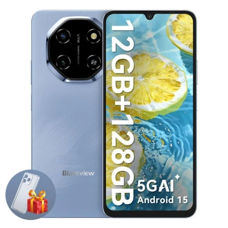 Smartphone Blackview SHARK 6 4GB 128GB 6.88" 120Hz Dual SIM 5G Carga Rápida 18W Android 15 Azul SHARK6(4+128)-BLUE