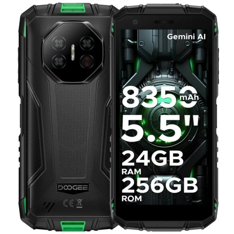 Smartphone DOOGEE Fire 3 Ultra 24GB RAM 256GB Rugerizado Android 15 Negro/Verde DGFIRE3UV