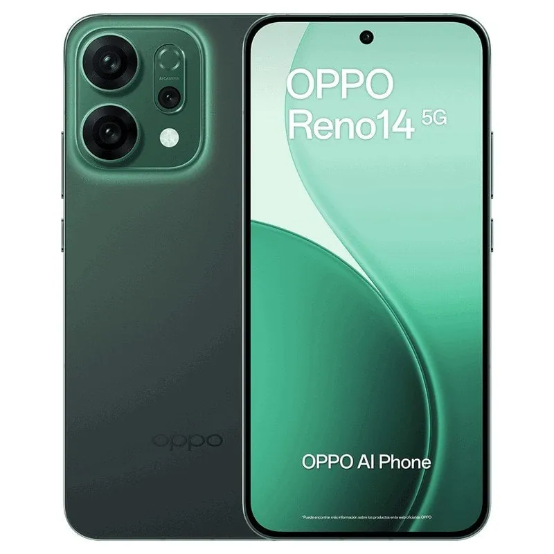 Smartphone OPPO Reno14 5G 12GB RAM 512GB 6.59" AMOLED 120Hz Dual SIM IP69 6000mAh Luminous Green 110010235414
