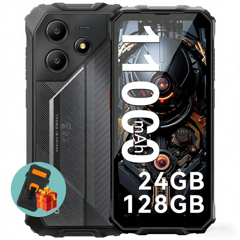 Smartphone OSCAL Marine 2 8GB 128GB 6.56" HD+ 11000mAh Reforzado IP68/IP69K NFC Android 15 Negro MARINE2(8+128)-BLACK+C01