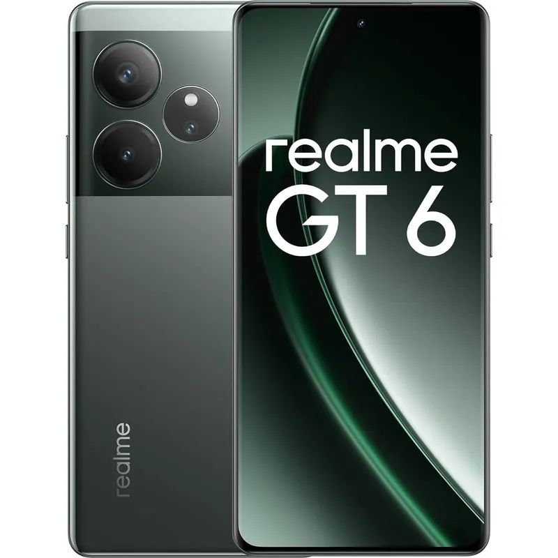 Smartphone Realme GT 6 8GB 256GB Snapdragon 8s 5G Pantalla 6000 nits Verde RMX3851-GREEN-256