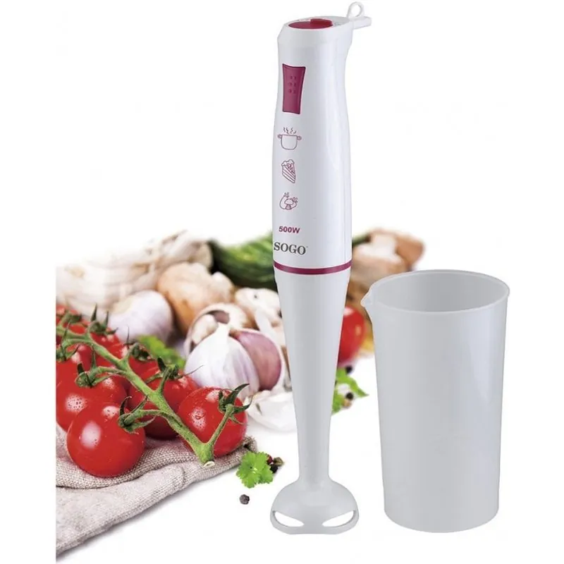 Sogo Batidora de Mano con Vaso 500W Blanca BAT-SS-14230