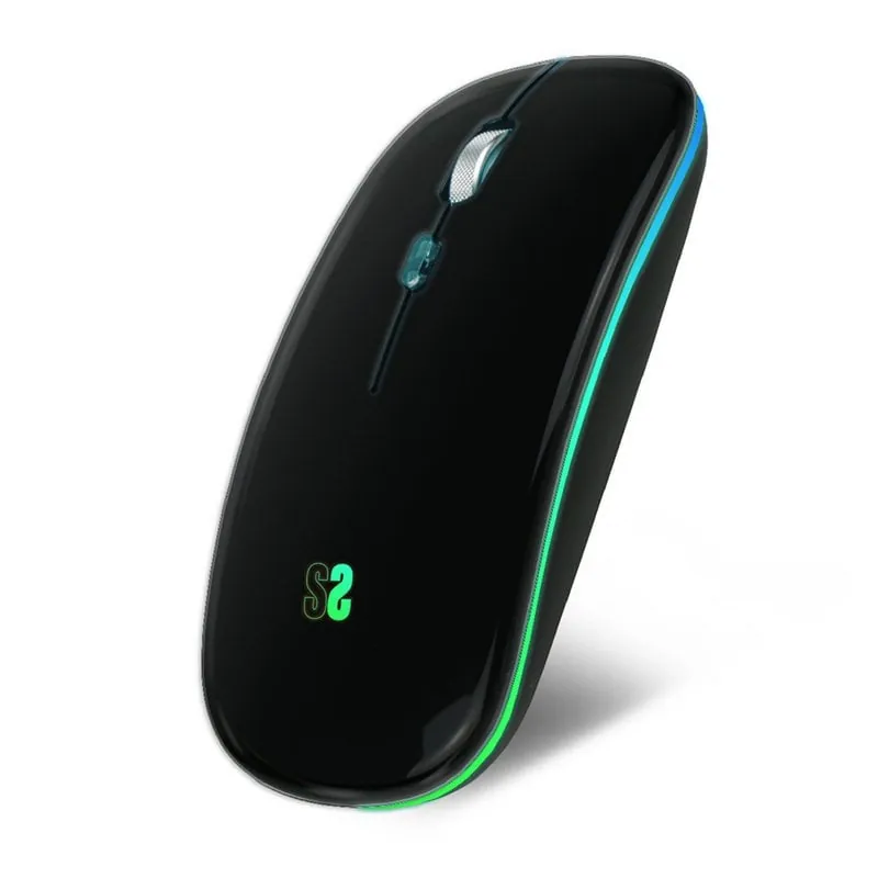 Subblim LED Dual Flat Mouse Ratón Óptico Inalámbrico RGB 1600DPI Negro SUBMO-LDFLAT1