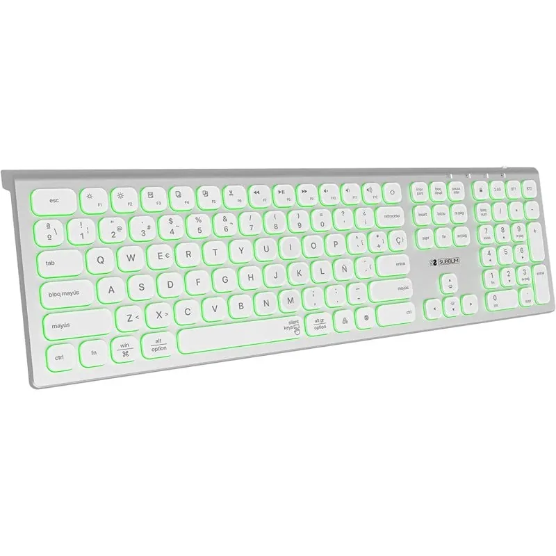 Subblim Master Teclado Inalámbrico Multidispositivo Retroiluminado Plata/Blanco SUBKB-3MIE300