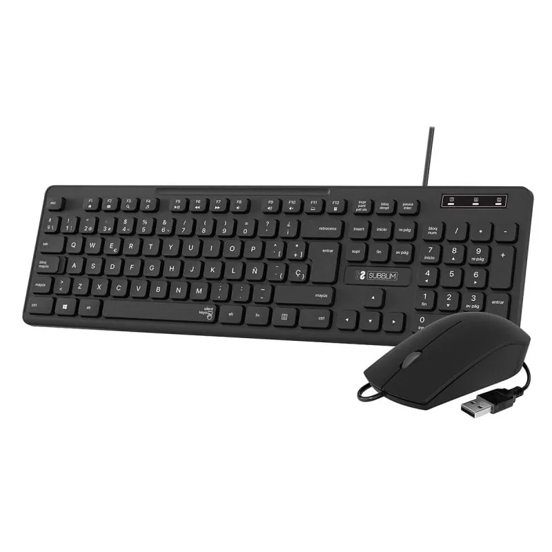 Subblim Pack Business Slim Teclado y Ratón 1200DPI Negro SUBKBC-CSSK01