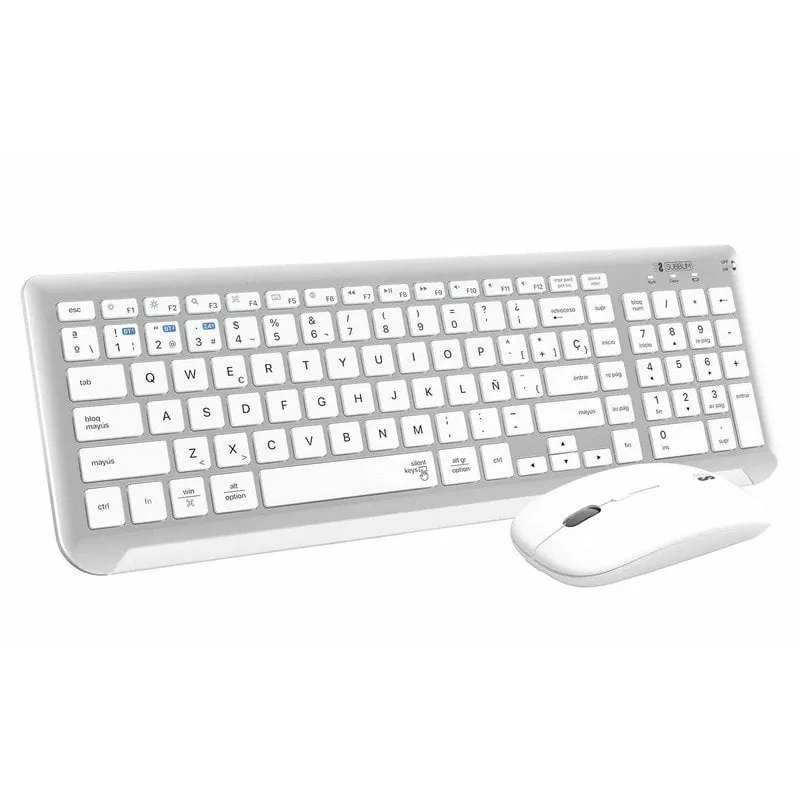 Subblim Prestige Combo Multidispositivo Teclado Inalámbrico + Ratón Plata/Blanco SUBKBC-DCEP10