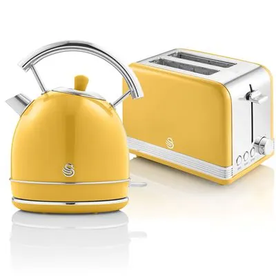 Swan Retro STP7050YELNEU Set Desayuno Hervidor de Agua + Tostadora Amarillo STP7050YELNEU