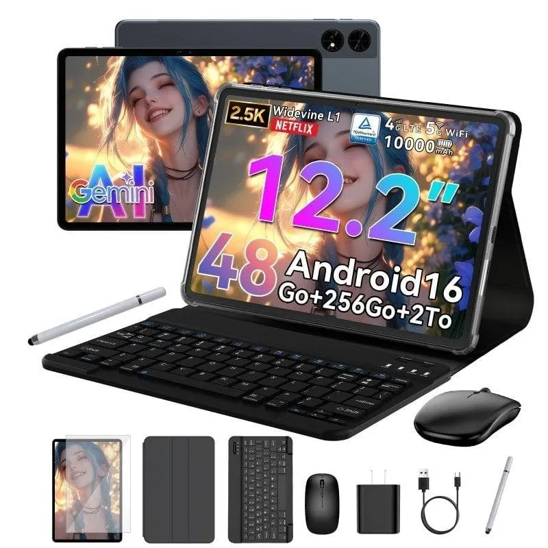 Tablet Besttab T60 12.2" FHD 12GB/256GB 4G 10000mah Android 16 Con Teclado Gris T60(12+256)BESTTAB-GREY