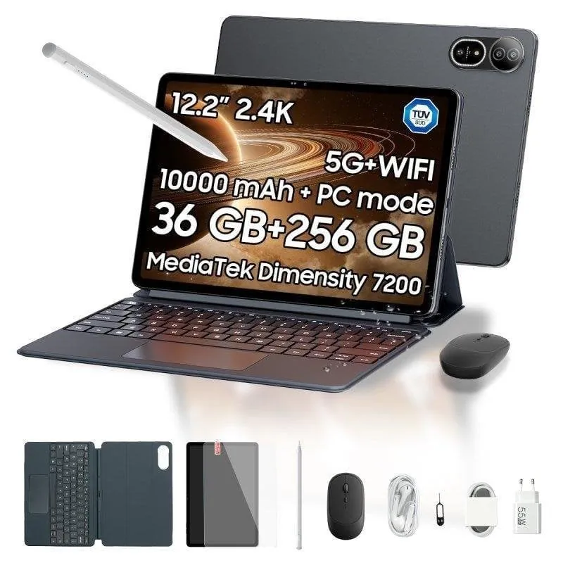 Tablet Blackview Mega 12 12,2" 256GB 5G 10000mAh Android 16 Negra con teclado MEGA12(12+256)-GREY