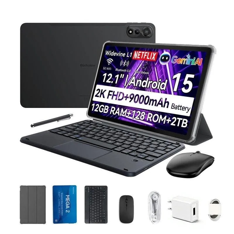Tablet Blackview Mega 2 12" 128GB 4G 9000mAh Android 15 Gris con accesorios MEGA2(8+128)SET-GREY