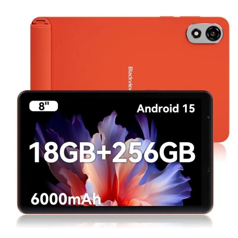 Tablet Blackview Zeno 1 8" HD 90Hz 6GB 256GB WiFi/4G 6000mAh Android 15 Naranja ZENO1(6+256)-ORANGE