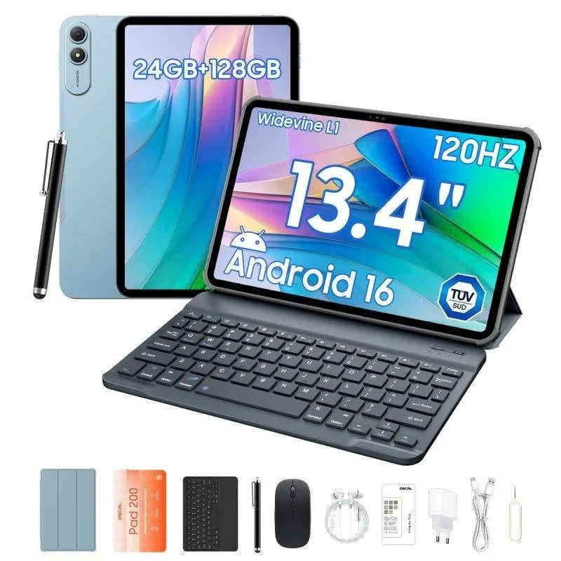 Tablet OSCAL Pad 200 13,4" 128GB 4G LTE 8300mAh Android 16 Gris con teclado PAD200(6+128)-BLUE