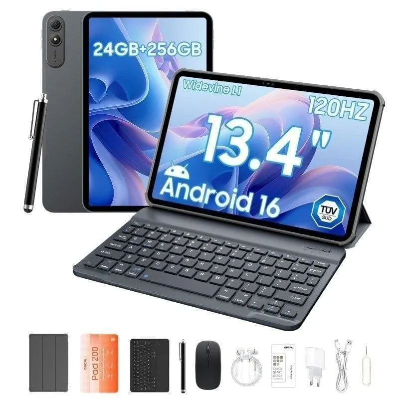 Tablet OSCAL Pad 200 WiFi + 4G 13,4" 24GB 256GB Gris con Teclado y Stylus Pen PAD200(6+256)-GREY