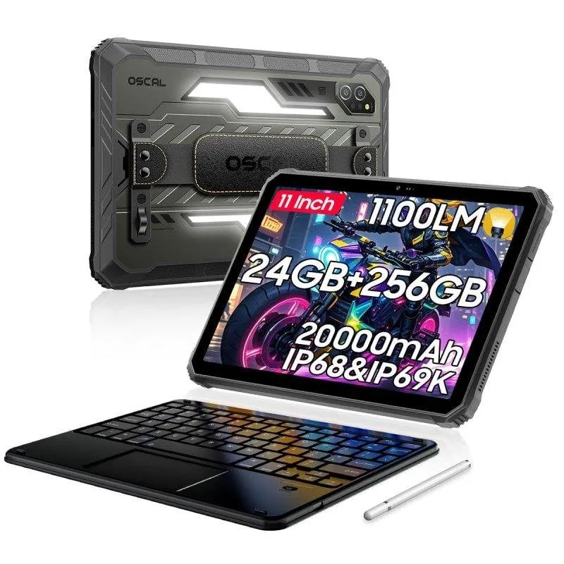 Tablet OSCAL Spider 10 11" 24GB 256GB 4G 20000mAh Android 15 Negra con teclado SPIDER10(8+256)-BLACK+K2
