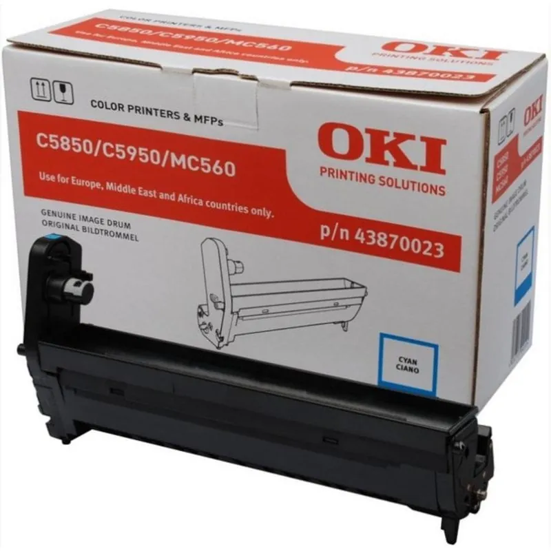 Tambor de imagen cian original OKI para impresoras láser C5850/5950 y MC560 43870023