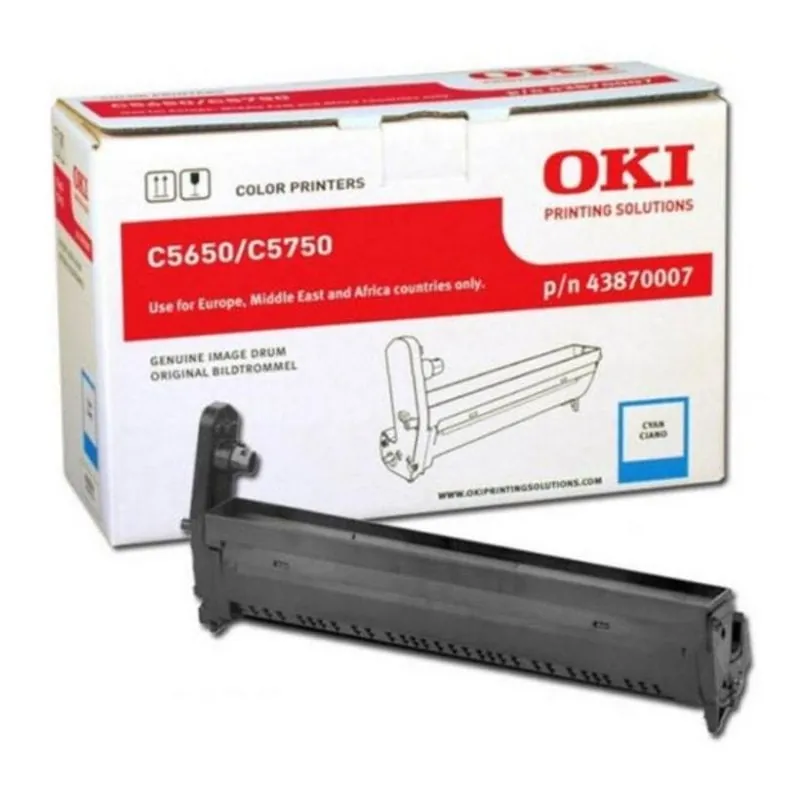 Tambor de imagen láser cian original OKI para C5650 y C5750 20000 páginas 43870007
