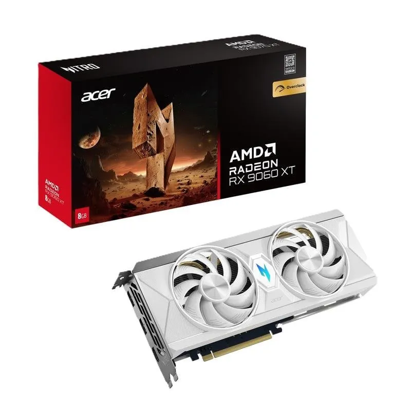 Tarjeta Gráfica Acer Nitro Radeon RX 9060 XT OC 8GB GDDR6 Edición Blanca DP.Z4UWW.P02