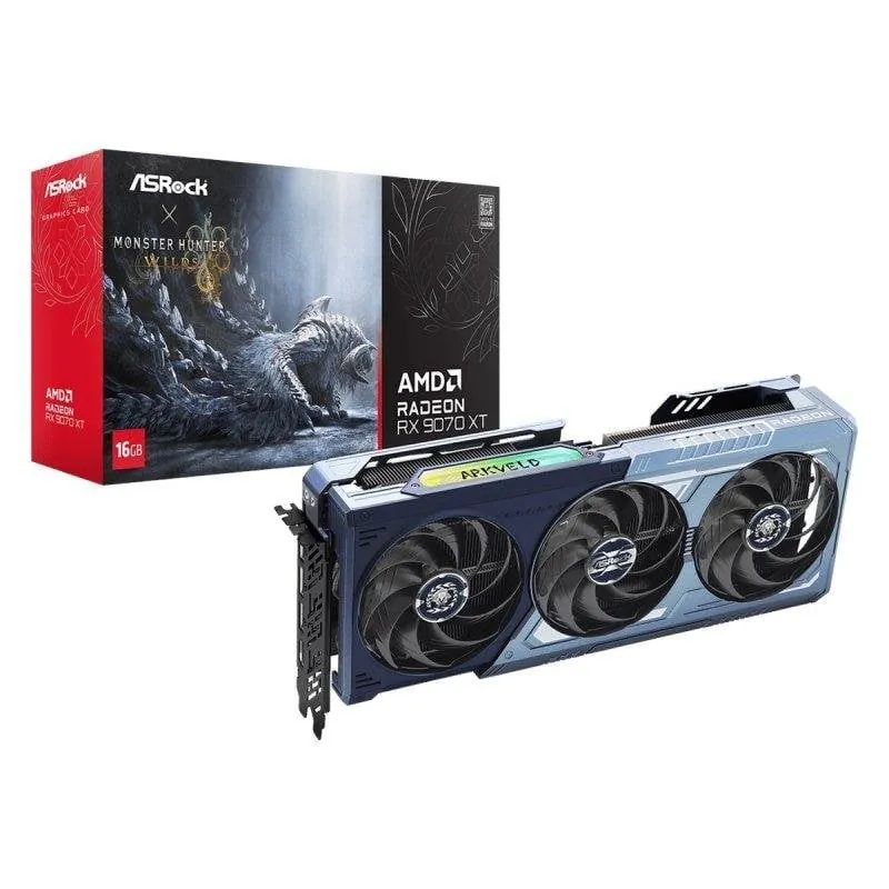 Tarjeta Gráfica Asrock RX 9070 XT 16GB GDDR6 Monster Hunter Wild Azul 4711581492417
