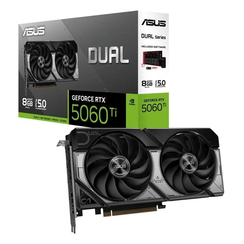 Tarjeta Gráfica ASUS GeForce RTX 5060 Ti 8GB GDDR7 DLSS4 RTX Reflex 2 AI Ventiladores 90YV0MP3-M0NA00