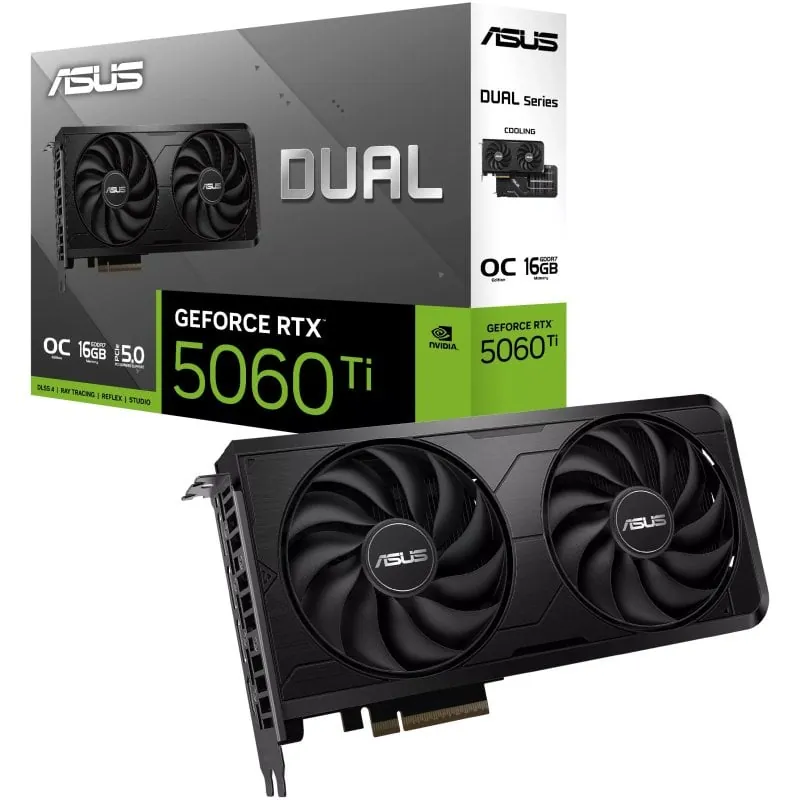 Tarjeta Gráfica ASUS GeForce RTX 5060 Ti EVO OC 16GB GDDR7 Reflex 2 RTX AI DLSS4 90YV0NQ0-M0NB00
