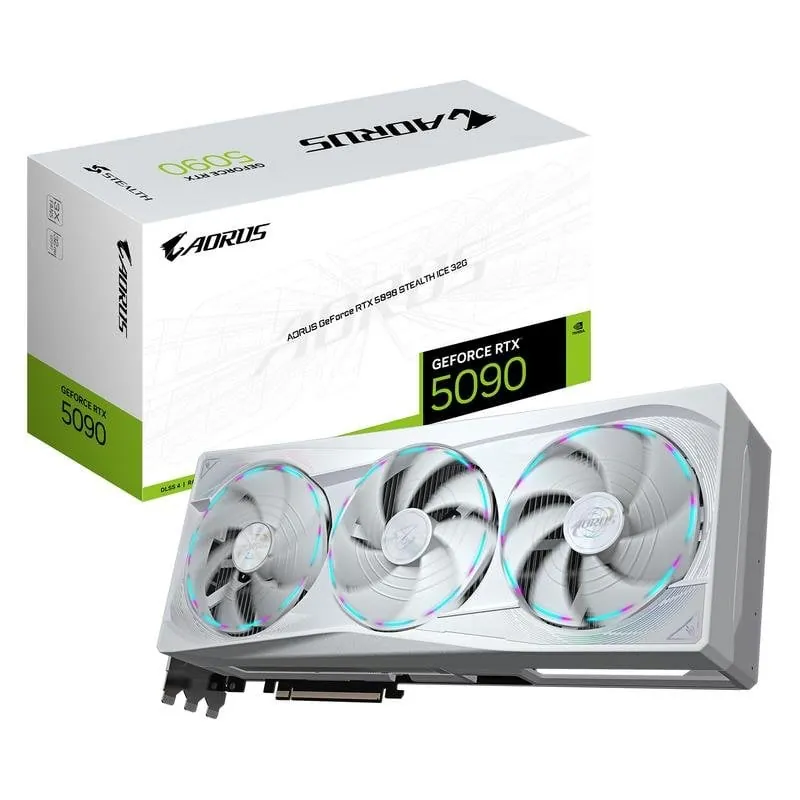 Tarjeta Gráfica Gigabyte GeForce RTX 5090 STEALTH ICE 32GB GDDR7 Reflex 2 RTX AI DLSS4 GV-N5090AORUSST ICE-32GD
