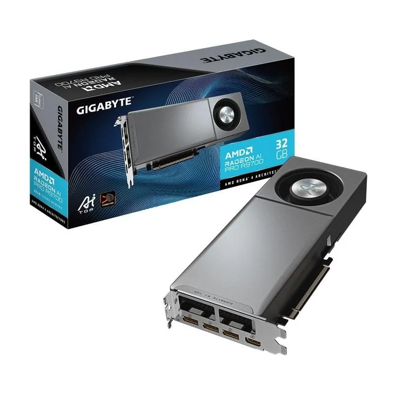 Tarjeta Gráfica Gigabyte Radeon AI PRO R9700 AI TOP 32GB GDDR6 PCIe 5.0 IA Ray Tracing GV-R9700AI TOP-32GD