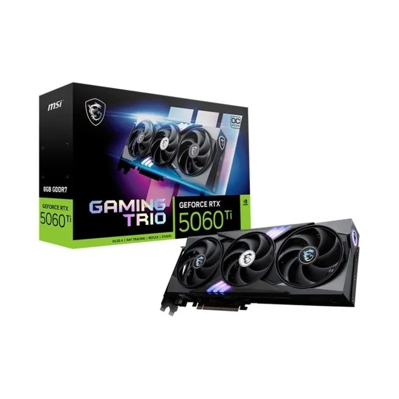 Tarjeta gráfica MSI GeForce RTX 5060 Ti GAMING TRIO OC 8GB GDDR7 DLSS4 IA RTX Reflex 2 Rayos avanzados GEFORCE RTX 5060 TI 8G GAMING TRIO OC