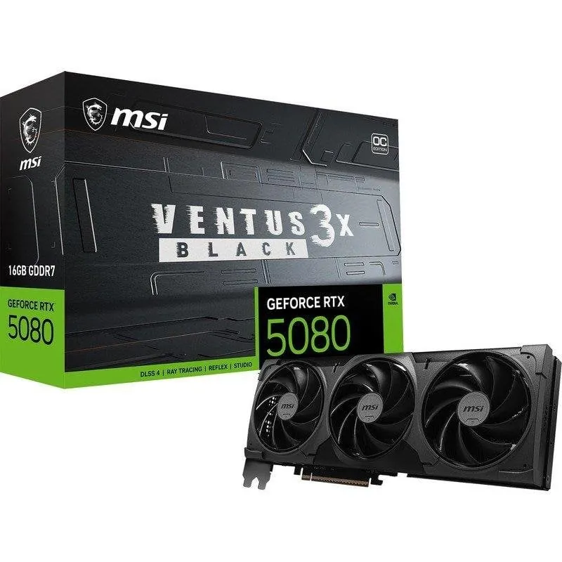 Tarjeta Gráfica MSI GeForce RTX 5080 VENTUS 3X OC 16 GB GDDR7 Reflex 2 RTX AI DLSS4.5 912-V531-680