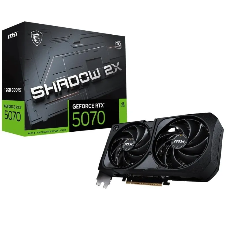 Tarjeta Gráfica MSI RTX 5070 12G SHADOW 2X OC 12GB GDDR6 doble disipador Ray Tracing DLSS RTX 5070 12G SHADOW 2X OC