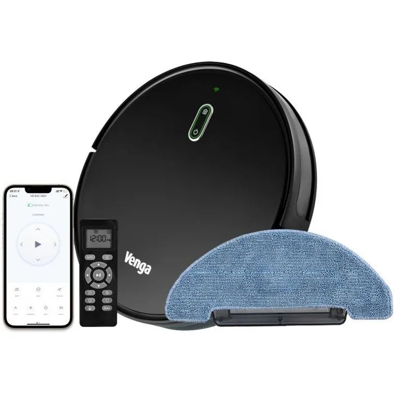 Team Kalorik Venga! RVC 55357 Robot Aspirador y Fregasuelos Negro RVC 55357