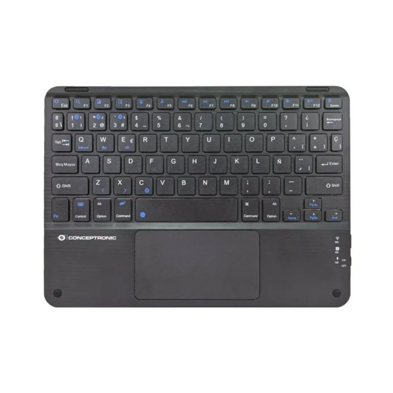Teclado Conceptronic TOBIN01BES QWERTY Español Bluetooth Touchpad Recargable Negro TOBIN01BES