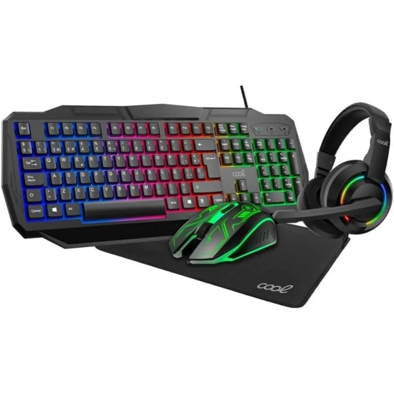 Teclado Cool Youth combinado USB español con ratón, auriculares y alfombrilla 8434847080741