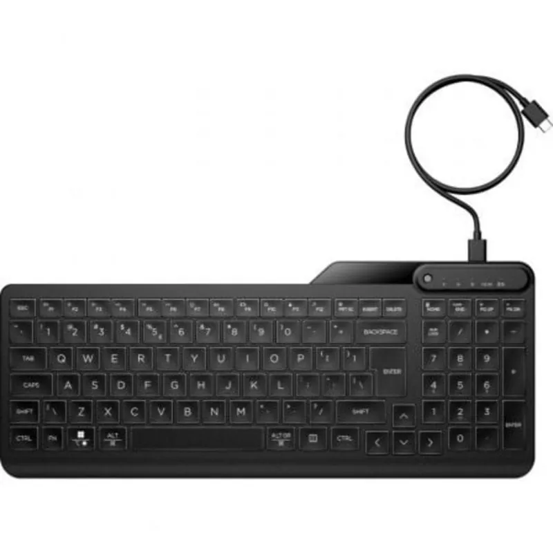 Teclado de membrana HP 405 Layout ES retroiluminado compacto multidispositivo USB-A/USB-C negro 7N7C1AA