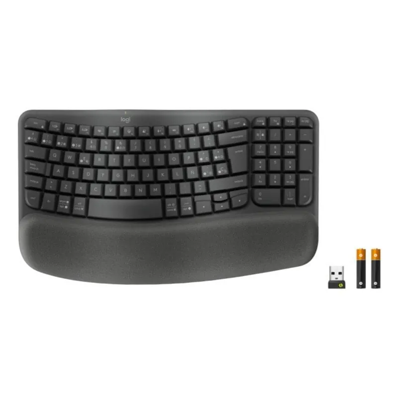 Teclado de membrana Logitech Wave Keys for Business Layout ES ergonómico inalámbrico con reposamuñecas 920-012331