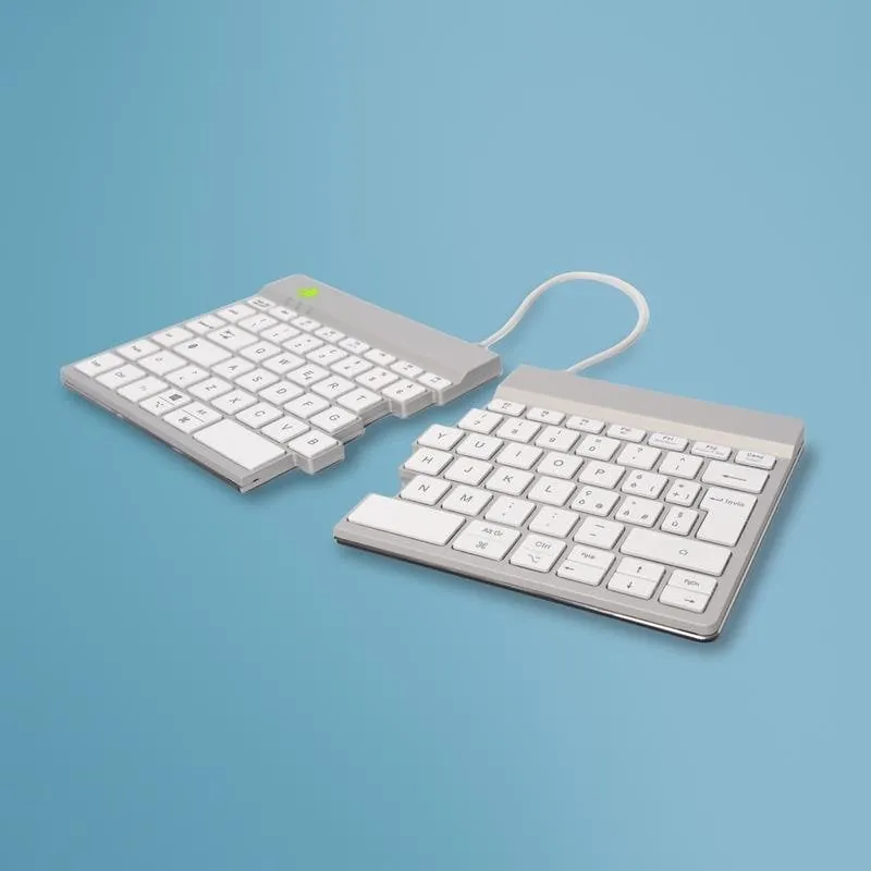 Teclado ergonómico inalámbrico R-Go Tools Split Break magnético dividido con software de pausa y batería recargable RGOSBITWLWH