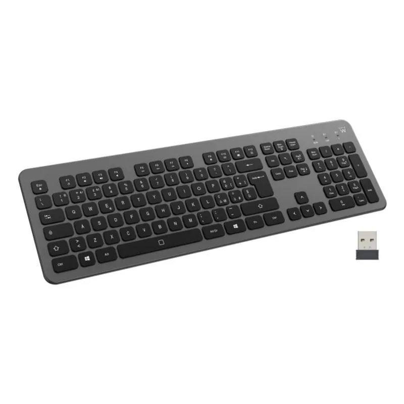 Teclado Ewent EW3296 Inalámbrico Bluetooth Completo Retroiluminado Bajo Perfil Negro/Gris EW3296