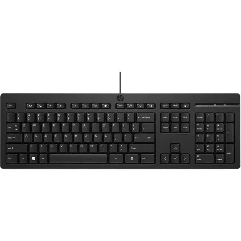 Teclado HP 125 USB Alámbrico Completo 100% Negro Cable 1.8m AY2Y7AA#ABE