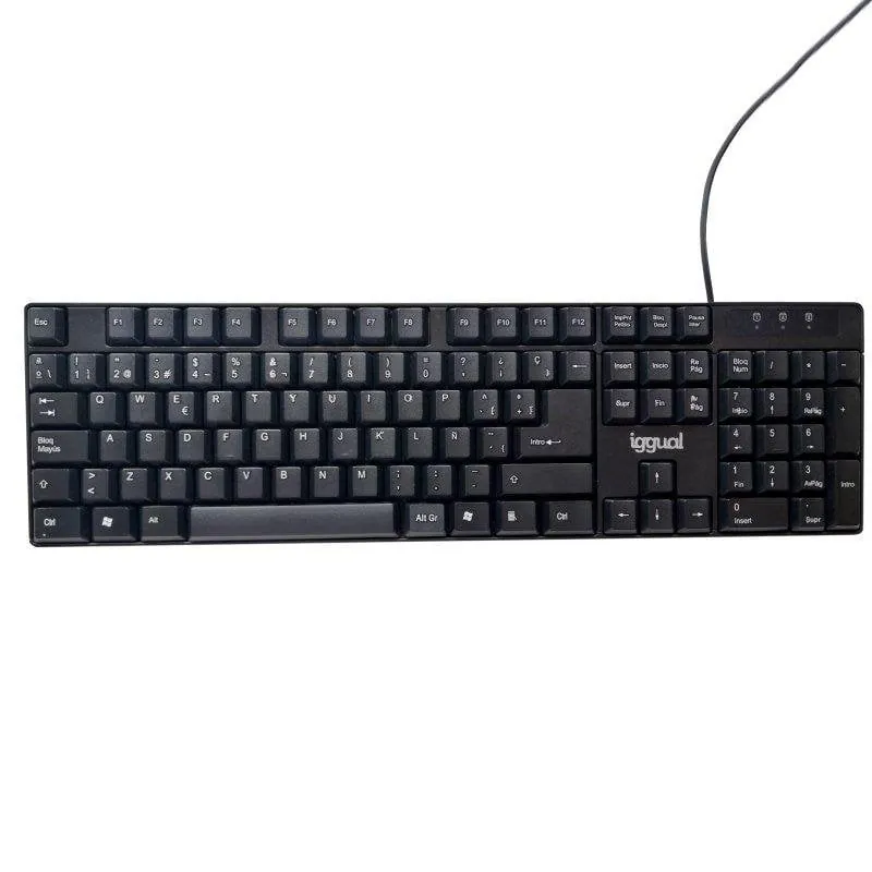Teclado IGGUAL IGG317501 de membrana alámbrico USB QWERTY negro para oficina IGG317501