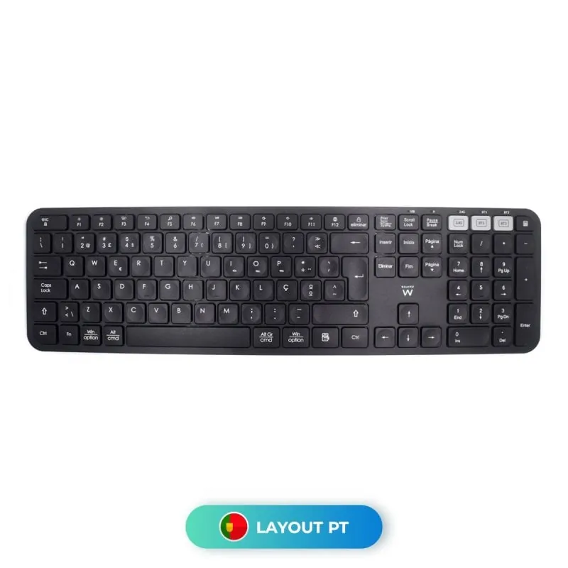 Teclado inalámbrico Ewent EW3277 Layout ES Bluetooth y 2.4G tamaño completo negro EW3277