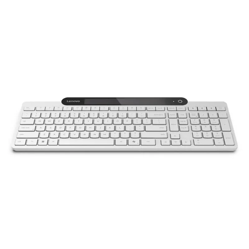 Teclado Lenovo 800 inalámbrico de tamaño completo con Bluetooth, teclas Plunger, español, blanco, alimentación solar GY41R69598